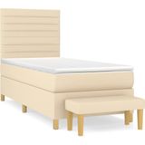 vidaXL Boxspring met matras stof crèmekleurig 80x200 cm