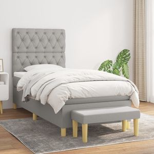vidaXL-Boxspring-met-matras-stof-lichtgrijs-80x200-cm