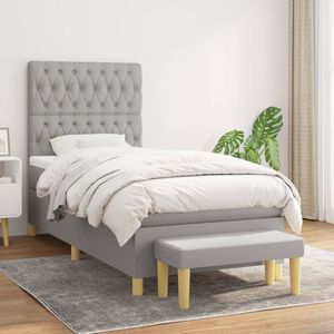 vidaXL Boxspringbett mit Matratze Hellgrau 90x190 cm Stoff