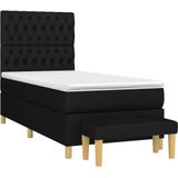 vidaXL Boxspringbett mit Matratze Schwarz 100x200 cm Stoff