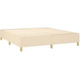 vidaXL - Boxspring - met - matras - stof - crèmekleurig - 160x200 - cm