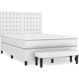 Vidaxl - Boxspringbett mit Matratze Weiß 140x200 cm Kunstleder