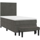 Jinlefu - Boxspringbett mit Matratze Dunkelgrau 80x200 cm Samt vidaXL
