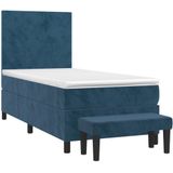 Jinlefu - Boxspringbett mit Matratze Dunkelblau 100x200 cm Samt vidaXL