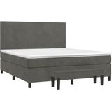 vidaXL Boxspringbett mit Matratze Dunkelgrau 160x200 cm Samt