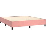 vidaXL Boxspringbett mit Matratze Rosa 160x200 cm Samt