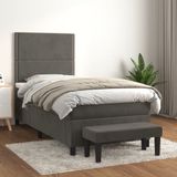 Vidaxl - Boxspringbett mit Matratze Dunkelgrau 80x200 cm Samt