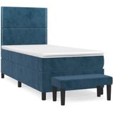 vidaXL Boxspringbett mit Matratze Dunkelblau 100x200 cm Samt