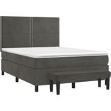 vidaXL Boxspring met matras fluweel donkergrijs 140x200 cm