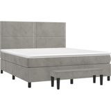 vidaXL Boxspringbett mit Matratze Hellgrau 180x200 cm Samt