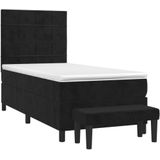 Jinlefu - Boxspringbett mit Matratze Schwarz 90x200 cm Samt vidaXL