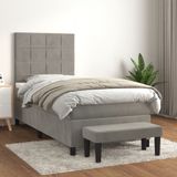 Vidaxl - Boxspringbett mit Matratze Hellgrau 100x200 cm Samt