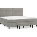 vidaXL Boxspringbett mit Matratze Hellgrau 200x200 cm Samt