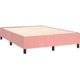 vidaXL - Boxspring - met - matras - fluweel - roze - 140x200 - cm
