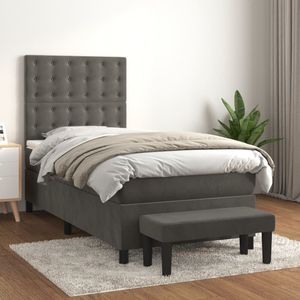 Vidaxl - Boxspringbett mit Matratze Dunkelgrau 90x190 cm Samt