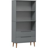 VidaXL Boekenkast Molde 85x35x170,5 cm Massief Grenenhout Grijs