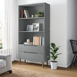 VidaXL Boekenkast Molde 85x35x170,5 cm Massief Grenenhout Grijs
