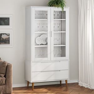 vidaXL - Vitrinekast - MOLDEx35x175 - cm - massief - grenenhout - wit