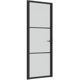 vidaXL Innentür 76x201,5 cm Schwarz Mattglas und Aluminium
