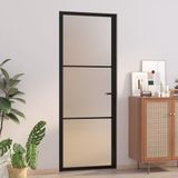 vidaXL - Binnendeur - 76x201,5 - cm - matglas - en - aluminium - zwart