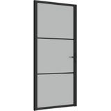 vidaXL-Binnendeur-93x201,5-cm-matglas-en-aluminium-zwart