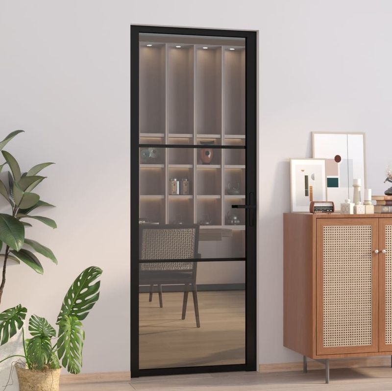 Deur - Zwart - Getemperd Glas - Aluminium Frame - Modern Ontwerp