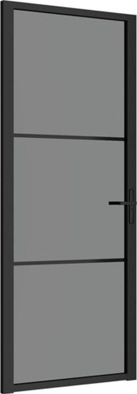 Deur - Zwart - Getemperd Glas - Aluminium Frame
