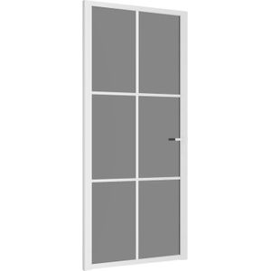 vidaXL Binnendeur 93x201,5 cm ESG-glas en aluminium wit