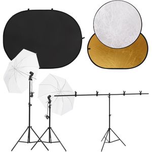 vidaXL Fotostudioset met lichtset, achtergrondscherm en reflector