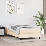 vidaXL Boxspring met matras stof crèmekleurig 100x200 cm