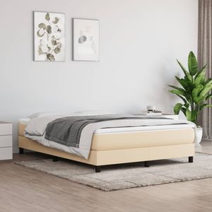 vidaXL - Boxspring - met - matras - stof - crèmekleurig - 160x200 - cm