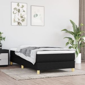 vidaXL Boxspring met matras stof zwart 80x200 cm