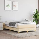 vidaXL - Boxspring - met - matras - stof - crèmekleurig - 120x200 - cm