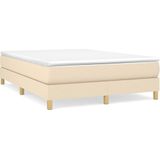 vidaXL Boxspring met matras stof crèmekleurig 140x190 cm