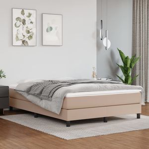 vidaXL - Boxspring - Kunstleer - Cappuccinokleurig - Inclusief Matras