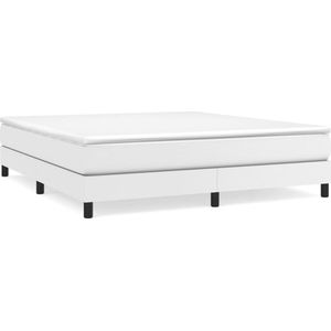 vidaXL Boxspring met matras kunstleer wit 180x200 cm