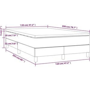 VidaXL Boxspring Matras Fluweel Donkergrijs 120x200 cm