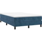 vidaXL Boxspring met matras fluweel donkerblauw 120x200 cm