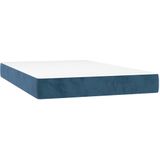 vidaXL Boxspring met matras fluweel donkerblauw 120x200 cm