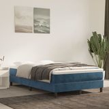 vidaXL Boxspring met matras fluweel donkerblauw 120x200 cm