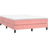 VidaXL Boxspring Matras Fluweel Roze 140x200 cm