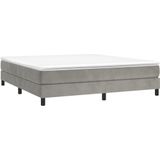 vidaXL Boxspring met matras fluweel lichtgrijs 180x200 cm