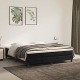 vidaXL - Boxspring - met - matras - fluweel - zwart - 180x200 - cm