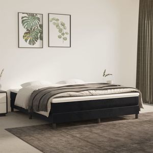 vidaXL - Boxspring - met - matras - fluweel - zwart - 180x200 - cm