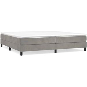 vidaXL - Boxspring - met - matras - fluweel - lichtgrijs - 200x200 - cm