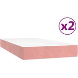 VidaXL Boxspring met Matras Fluweel Roze 200x200 cm