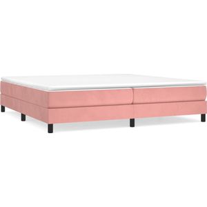 VidaXL Boxspring met Matras Fluweel Roze 200x200 cm