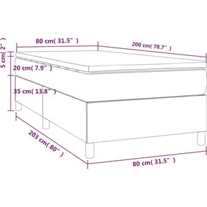 vidaXL Boxspring met matras stof blauw 80x200 cm