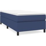 vidaXL Boxspring met matras stof blauw 90x190 cm