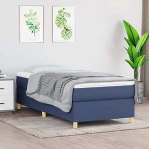 vidaXL Boxspringbett mit Matratze Blau 100x200 cm Stoff